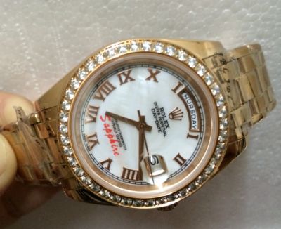Rolex Day Date Replica Pearlmaster Everose Gold White MOP Diamond Watch